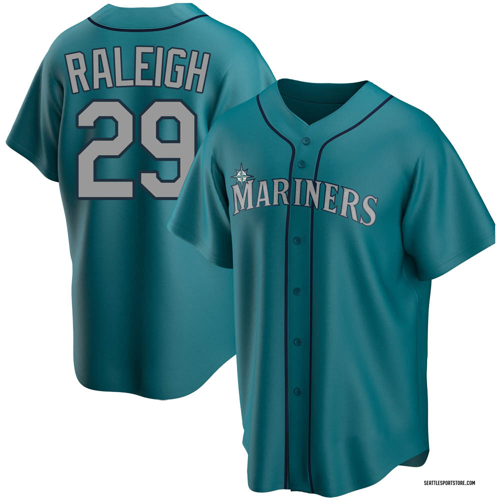 Cal Raleigh Men's Replica Seattle Mariners Aqua Alternate Jersey