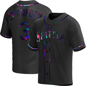 J.P. Crawford Men's Replica Seattle Mariners Black Holographic Alternate Jersey