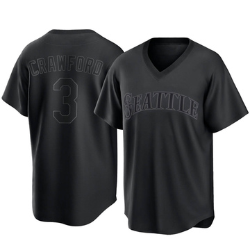 J.P. Crawford Men's Replica Seattle Mariners Black Pitch Fashion Jersey