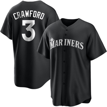 J.P. Crawford Men's Replica Seattle Mariners Black/White Jersey